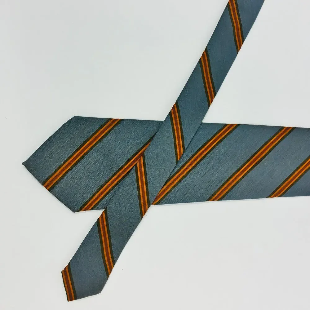 Resisto Original Gray Orange Stripe Silk Tie 3.5 x 53.5 Vintage Classic Necktie